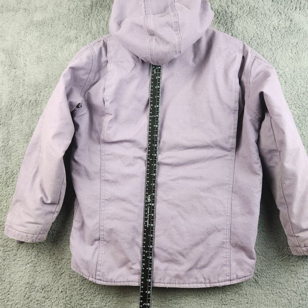 Canvas Sherpa Lined Jacket Youth Regular Large 14-18 Workwear Outdoors Hooded - Picture 7 of 13